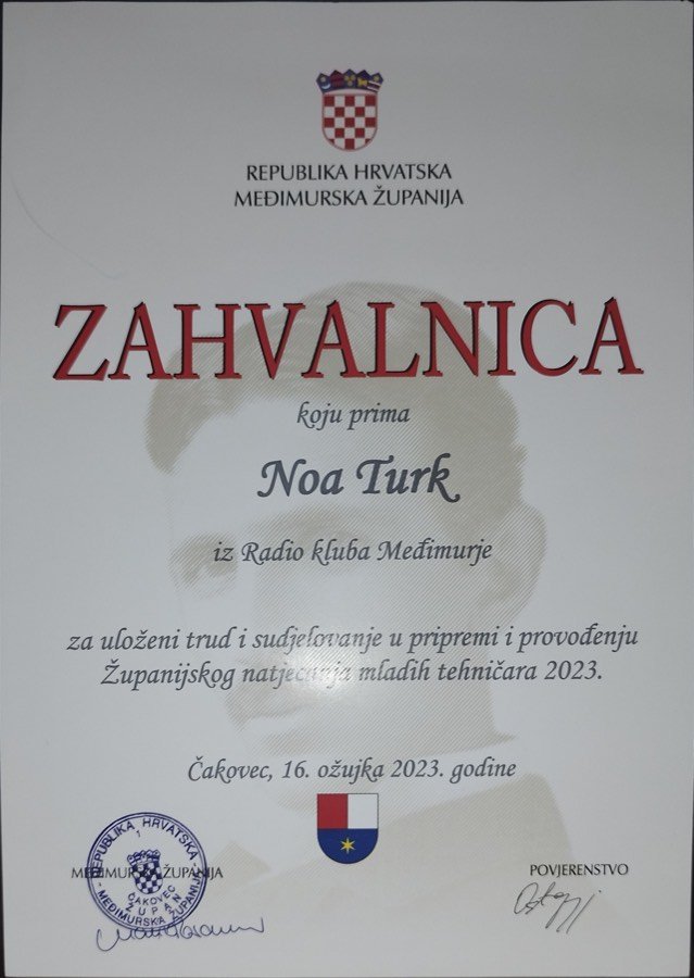 Certificate of appreciation — county young technicians competition 2023
